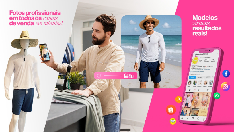 FotoModel transforma qualquer celular em um estúdio profissional para moda digital.